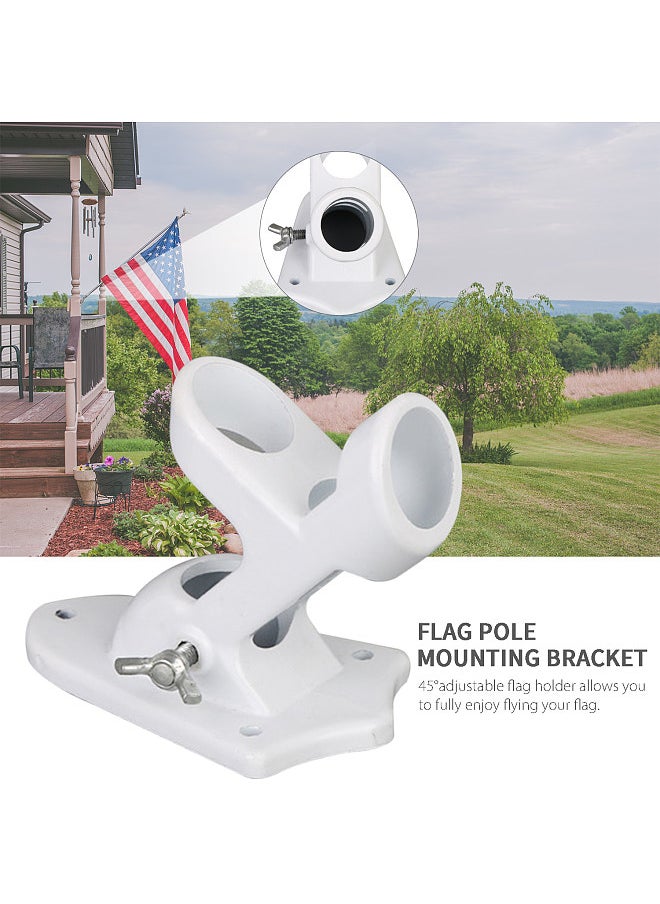 Generic - 45°Adjustable Wall Flag Pole Base 2 Position Flag Pole Mounting Bracket with Hardwares 1'' Inner Diameter Aluminum Flag Holder Bracket - Image 1