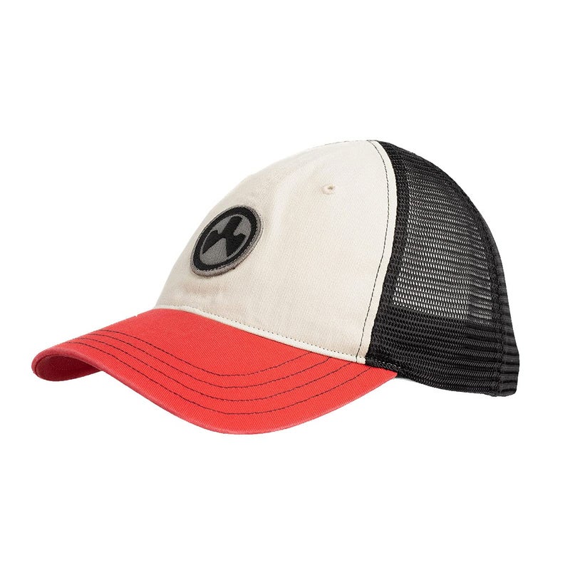 Magpul Standard Trucker Hat Snap Back Baseball Cap, One Size Fits Most, Garment Washed Stone/Black/Red - Image 2