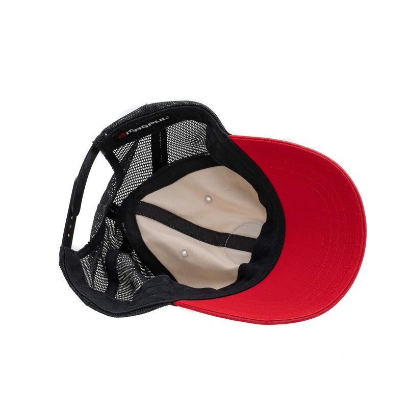 Magpul Standard Trucker Hat Snap Back Baseball Cap, One Size Fits Most, Garment Washed Stone/Black/Red - Image 3
