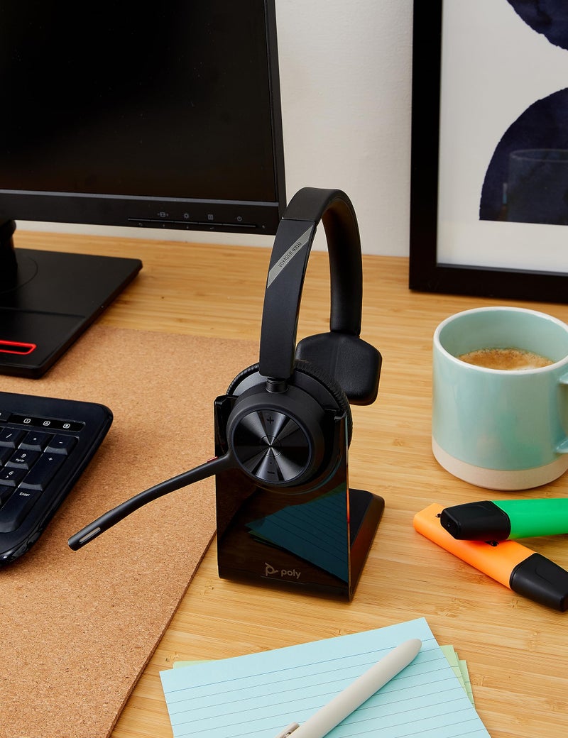 Poly - Voyager 4310 UC Wireless Headset + Charge Stand (Plantronics) - Single-Ear Headset- Connect to PC/Mac via USB-A Bluetooth Adapter, Cell Phone via Bluetooth-Works w/Teams (Certified), Zoom&More - Image 2
