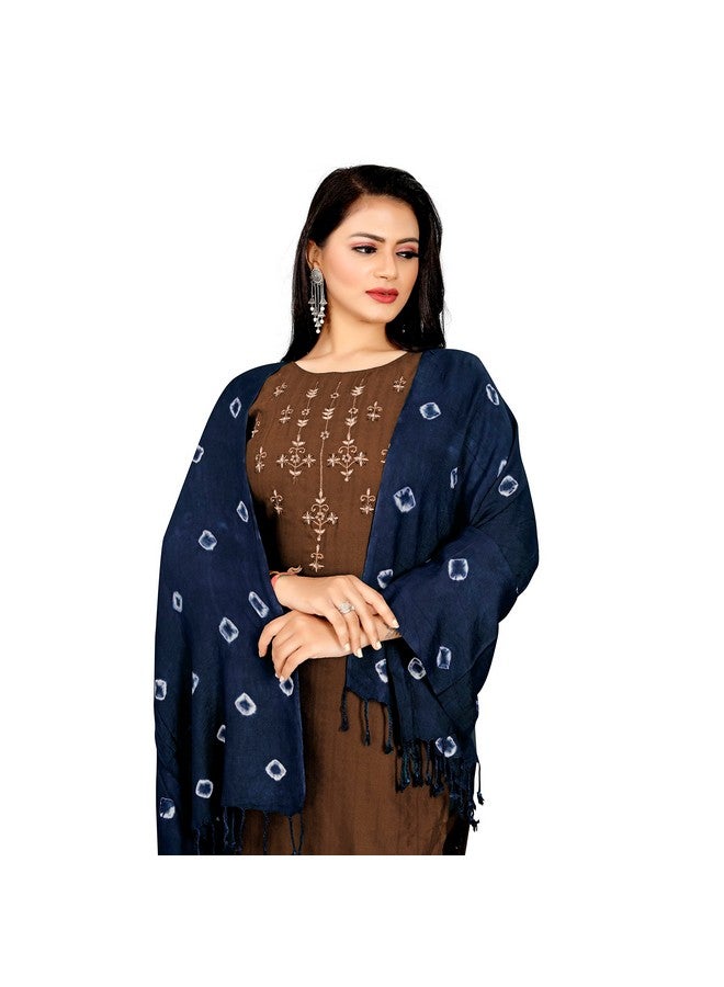 EBADAT إبادات وشاح/شال نسائي مزخرف من الرايون (أزرق) - Image 2