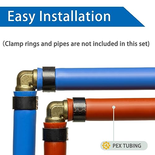 Hooshing 6PCS 3/4" Pex x 1/2" Pex Reducing Elbow 90 Degree PEX Fitting Solid Brass Barb Crimp Fittings - Image 3
