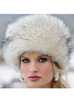 Winter Fox Fur Imitation Hat Black tip on white background