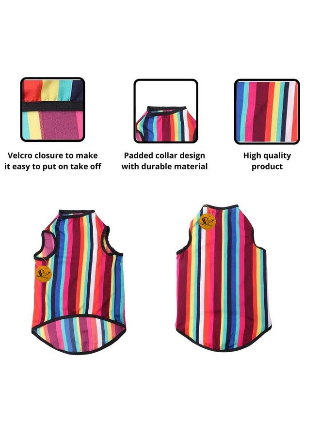 سايج سكوير تي شيرت مطبوع عليه صورة كلب مجنون، تي شيرت عصري للكلاب، خفيف الوزن وناعم للغاية، ملابس مريحة وجيدة التهوية للكلاب، ملابس عصرية (متوسط - 18 بوصة) (مطبوع عليه خطوط ملونة) - Image 4