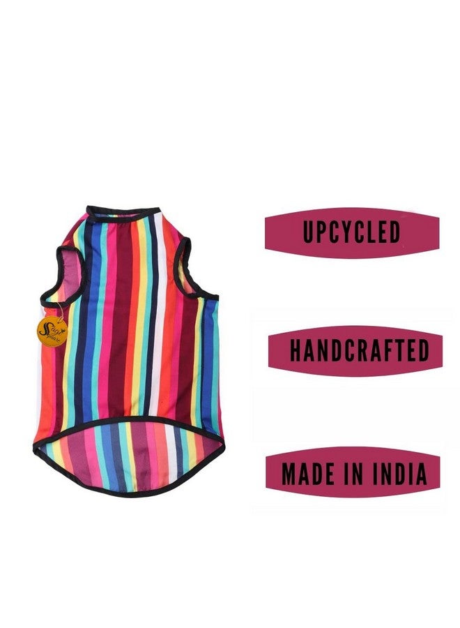 سايج سكوير تي شيرت مطبوع عليه صورة كلب مجنون، تي شيرت عصري للكلاب، خفيف الوزن وناعم للغاية، ملابس مريحة وجيدة التهوية للكلاب، ملابس عصرية (متوسط - 18 بوصة) (مطبوع عليه خطوط ملونة) - Image 3