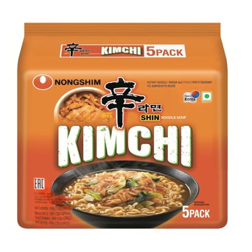 Nongshim Vegan Shin Ramyun Kimchi Instant Noodle, 5 Pack, 21.16 Oz ® 600 G - Image 1
