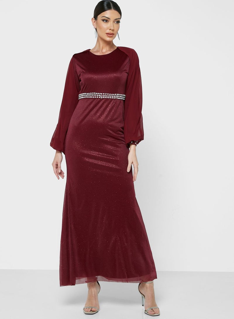 Khizana Belted Sparkle Maxi Dress  - Image 1