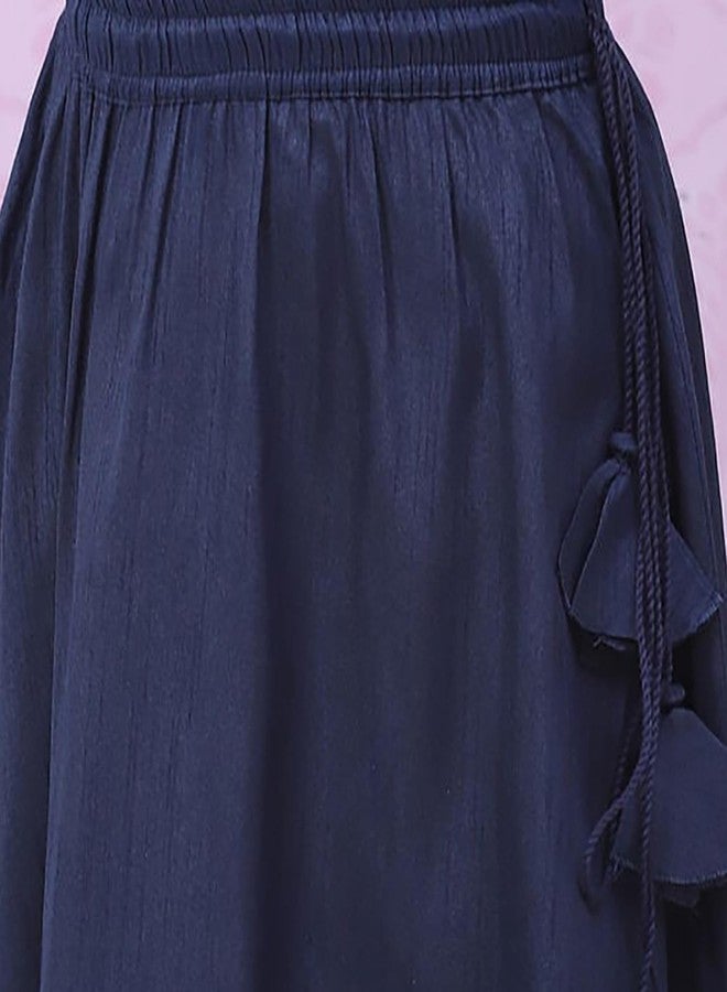 BIBA Girls Polyester Straight Printed Readymade Lehenga Set (KW4900EAW22NVY_Blue_6 7 Years) - Image 2