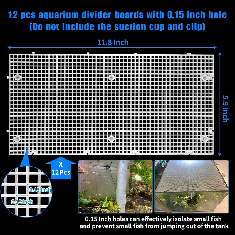 Weramics Plastic Egg Crate Grip Panel Fish Tank Divider Aquarium Divider Filter Bottom Fish Tank Isolation Board Egg Crate Tray (White, 12pcs 11.8X5.9 Inch with 0.15 Inch Hole) - Image 2