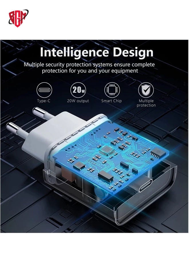 BGM 20W Fast USB C Travel Charger Plug Adaptor for iPhone 14/14 Plus/14 Pro/14 Pro Max/13 12 11 SE XR XS Max X, Galaxy, Power Adapter USBC UK Charging - Image 3