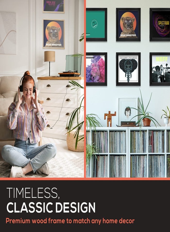 KAIU Vinyl Record Frame - Solid Wood Album Frames for Vinyl Records Accessories Gifts to Mount on Wall, 13.8 x 13.6 x 2 Inch Display Cover with Clear Acrylic - BLACK - Image 5