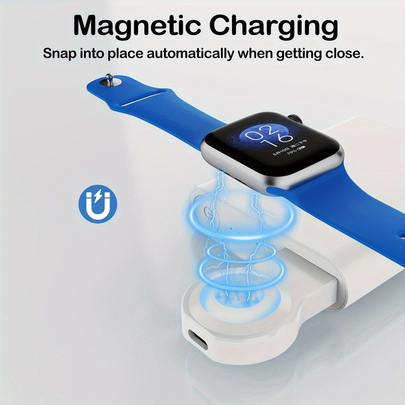 White Portable Magnetic Watch Charger Stand for iWatch 10 9 8 7 SE Ultra 2 - Image 3