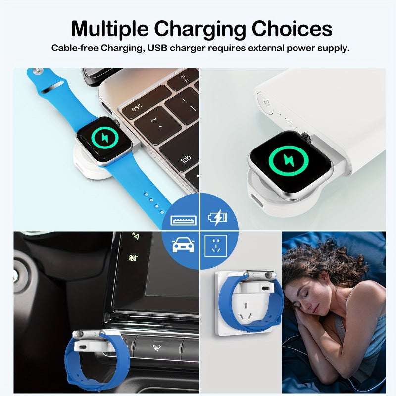 White Portable Magnetic Watch Charger Stand for iWatch 10 9 8 7 SE Ultra 2 - Image 4