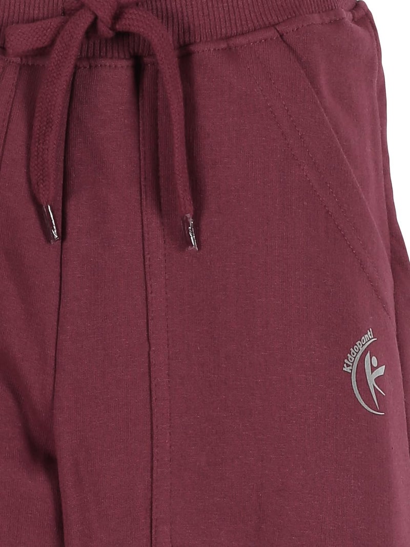 KiddoPanti Boys Solid Fleece Track Pants | Cotton Poly Fleece Fabric | Ankle Length Bottom Rib | 2 Front Patch Pocket | Elastic Waist & Drawcord | Jogger Track Pants for Boys, Maroon - 12-14Y - Image 4