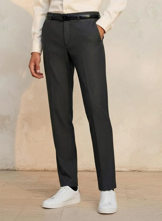 Splash FAV Men Slim Fit Belted Formal Trousers