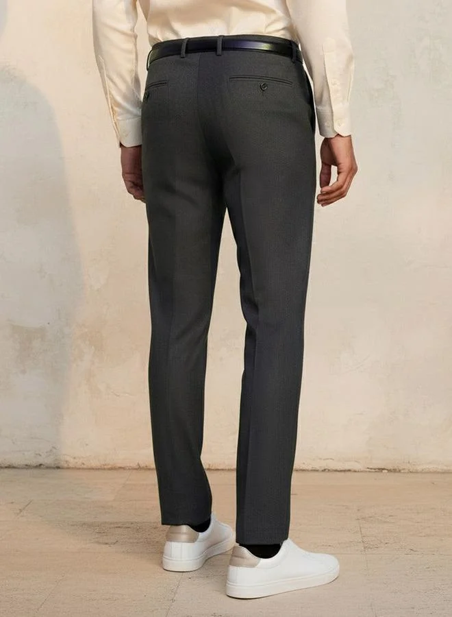 Splash FAV White Men Slim Fit Belted Formal Trousers for Men | Best Price UAE