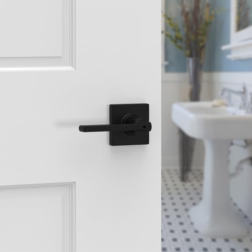 Kwikset Casey Interior Privacy Door Handle with Lock 4 Pack, Door Lever for Bathroom and Bedroom, Matte Black Reversible Keyless Turn Lock, with Microban Protection - Image 2