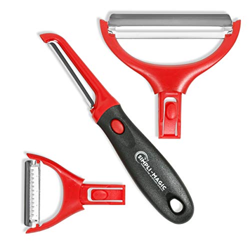 Simpli-Magic 79319 Trio Set – Julienne Vegetable Stainless Steel Cabbage Carrot Potato Multifunctional Veggie Fruit Peeler Set of 3, Large, Stainless - Image 2