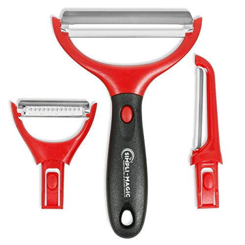 Simpli-Magic 79319 Trio Set – Julienne Vegetable Stainless Steel Cabbage Carrot Potato Multifunctional Veggie Fruit Peeler Set of 3, Large, Stainless - Image 1