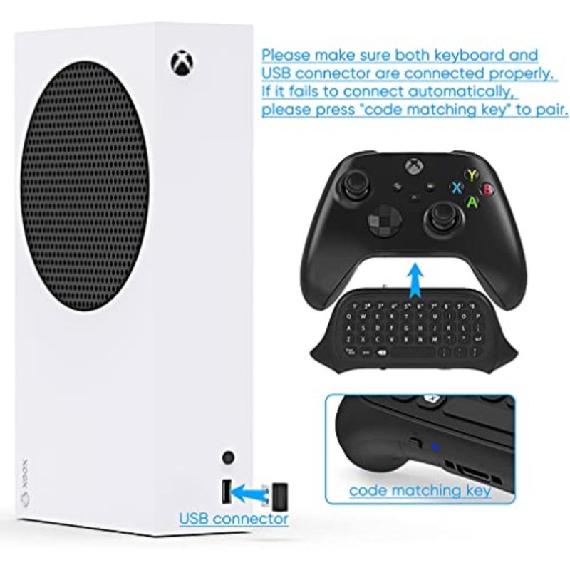 لوحة مفاتيح لاسلكية لوحدة تحكم Xbox Series X/S، للوحة ألعاب Xbox One/S/وحدة التحكم، لوحة مفاتيح ألعاب QWERTY صغيرة بتردد 2.4 جيجا هرتز مع مقبس صوت/سماعة رأس لسلسلة Xbox - Image 5