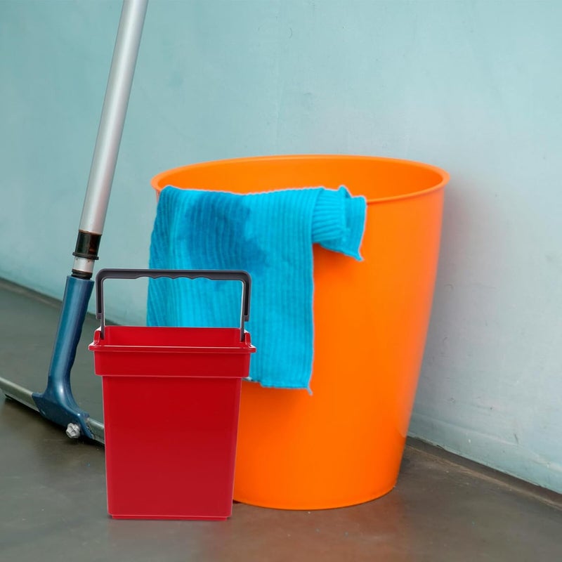 Hemobllo 2pcs Portable Plastic Utility Buckets with Handle for Cleaning Trolleys, Commercial Household Cleaning Waste Containers, Red and Basket Set for Janitorial Use - Image 5