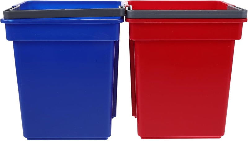 Hemobllo 2pcs Portable Plastic Utility Buckets with Handle for Cleaning Trolleys, Commercial Household Cleaning Waste Containers, Red and Basket Set for Janitorial Use - Image 1
