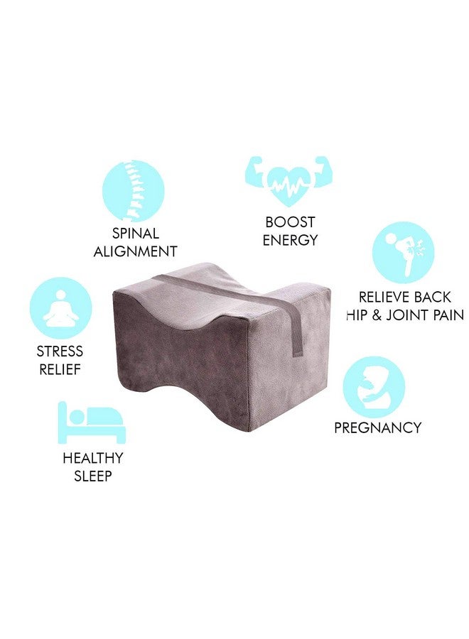 Kuber Industries Kuber Industries Memory Foam Orthopedic Knee Support Leg Rest Pillow for Side Sleepers, for Relief from Sciatica, Back Pain, Leg Pain, Pregnancy, Post Surgery, Hip & Joint Pain (Grey)-CTKTC039225  - Image 4