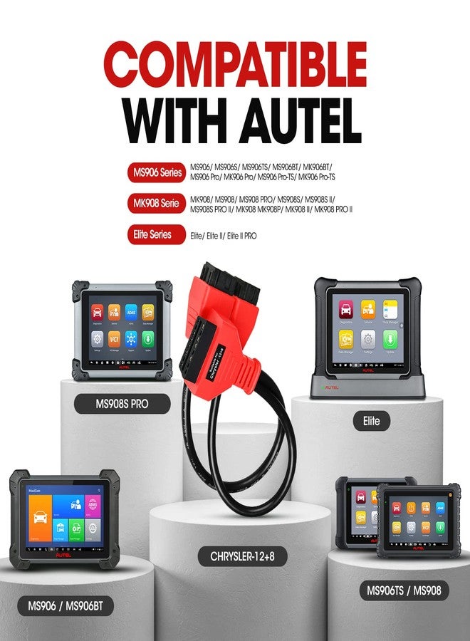 Autel Original OBD2 12+8 Adapter for Chrysler, OBD II Bypass Cable Gateway Protocol, Universal Security Bypass 12 8 Connector for FCA SGW Car, Work for All Scanner MK808 MX808 MX900 MS906 MS908 - Image 3