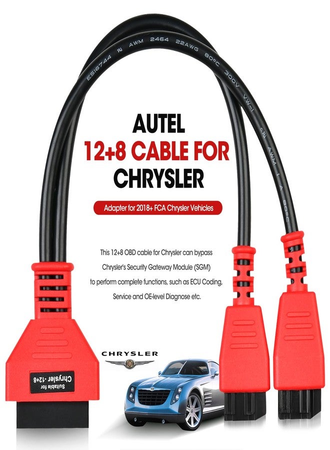 Autel Original OBD2 12+8 Adapter for Chrysler, OBD II Bypass Cable Gateway Protocol, Universal Security Bypass 12 8 Connector for FCA SGW Car, Work for All Scanner MK808 MX808 MX900 MS906 MS908 - Image 2