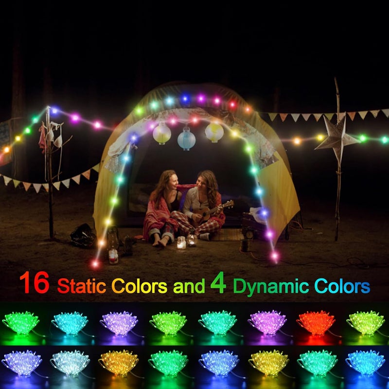 echosari 53Ft Rope Lights Outdoor Battery Operated, 160 LED Rope String Lights Colors Changing with Remote Timer Waterproof Rope Lights for Patio Garden Camping Decoration - Image 3