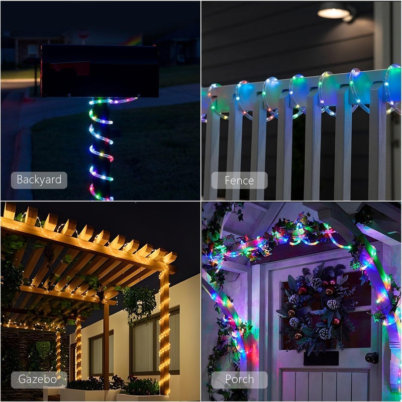 echosari 53Ft Rope Lights Outdoor Battery Operated, 160 LED Rope String Lights Colors Changing with Remote Timer Waterproof Rope Lights for Patio Garden Camping Decoration - Image 5