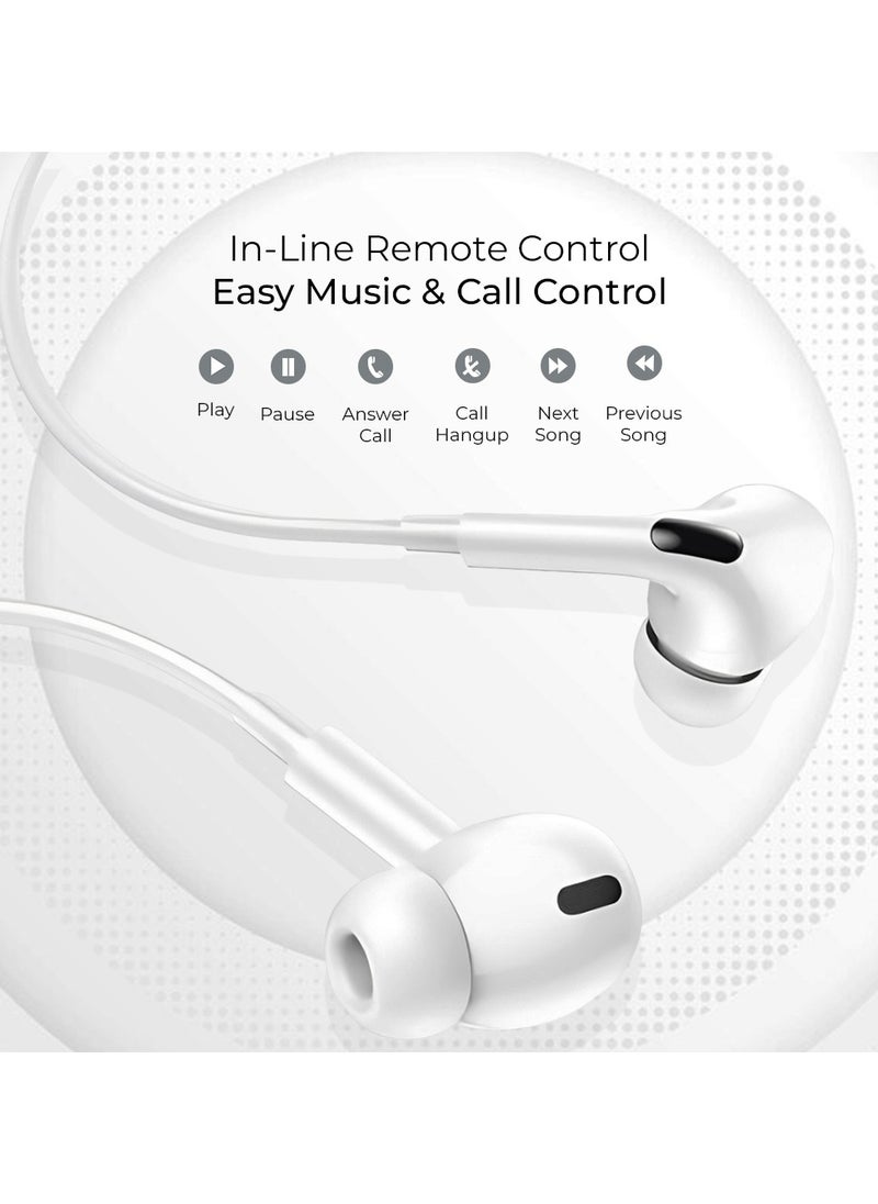 glassology - Wired Earbuds Headphones with Lightning Plug & Microphone, Built-in Volume Control, High Bass Stereo Wired Earphones for iPhone, iPad, & Compatible with Other Lightning Port Devices, White - Image 1