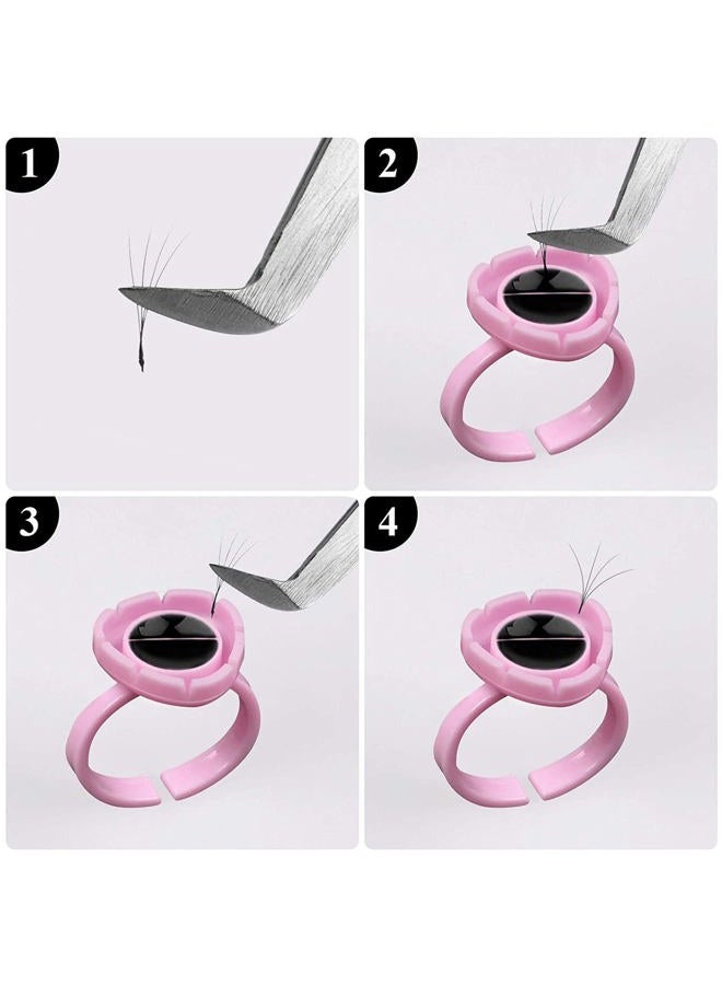 COOSKIN 100 PCS Microblading Pigment Smart Glue Rings Tattoo Ink Flowering Lash Glue Holder for Blooming Cups Extensions Supplies (Pink) - Image 4