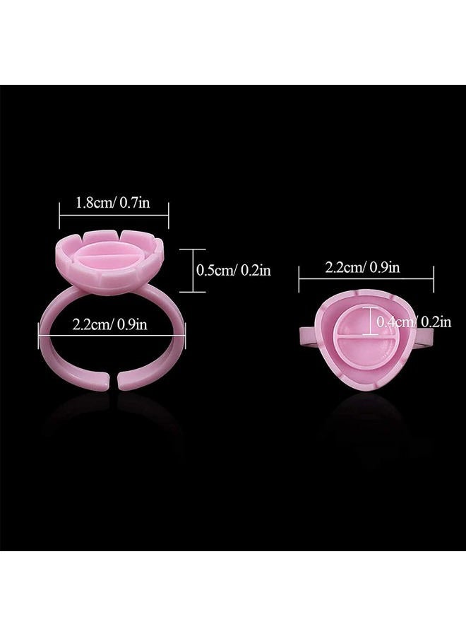 COOSKIN 100 PCS Microblading Pigment Smart Glue Rings Tattoo Ink Flowering Lash Glue Holder for Blooming Cups Extensions Supplies (Pink) - Image 3