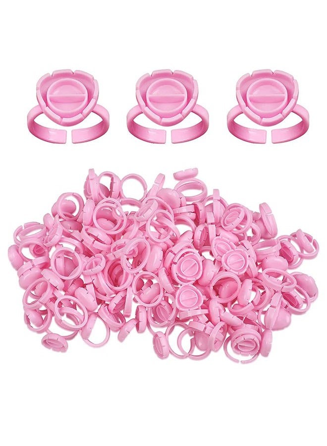 COOSKIN 100 PCS Microblading Pigment Smart Glue Rings Tattoo Ink Flowering Lash Glue Holder for Blooming Cups Extensions Supplies (Pink) - Image 1