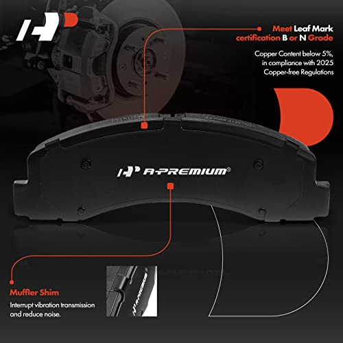 A-Premium مجموعة وسادات فرامل سيراميك أمامية A-Premium متوافقة مع بعض طرازات فورد ولينكولن - لفورد F-150 2010-2020، إكسبيديشن 2010-2021، نافيغيتور 2010-2021، مع ملحقات، 4 قطع - Image 2