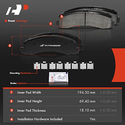 A-Premium مجموعة وسادات فرامل سيراميك أمامية A-Premium متوافقة مع بعض طرازات فورد ولينكولن - لفورد F-150 2010-2020، إكسبيديشن 2010-2021، نافيغيتور 2010-2021، مع ملحقات، 4 قطع - Image 5