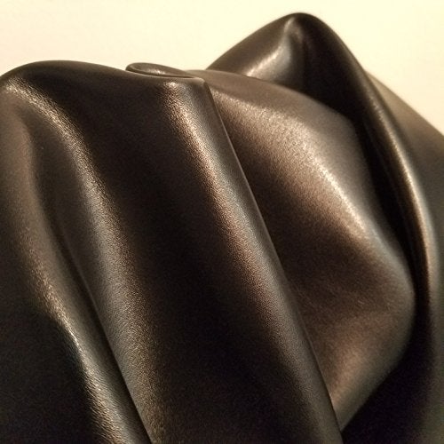 NAT Leathers | Black Soft Faux Vegan Leather PU (Peta Approved Vegan) | 1 Yard (36 inch Length x 54 inch Wide) Cut by The Yard | Synthetic Pleather Nappa 0.9 mm Smooth Upholstery | 36"x54" - Image 1