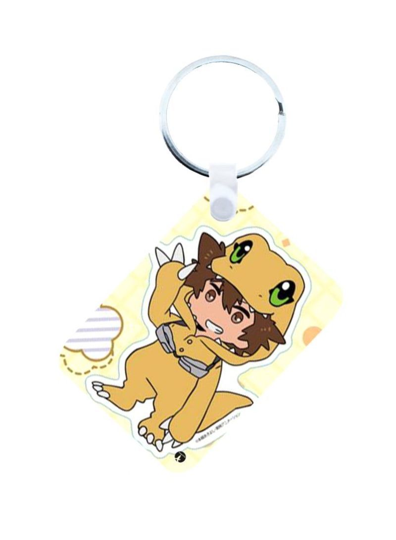 Anime Digimon Printed Keychain Black/Grey/Silver