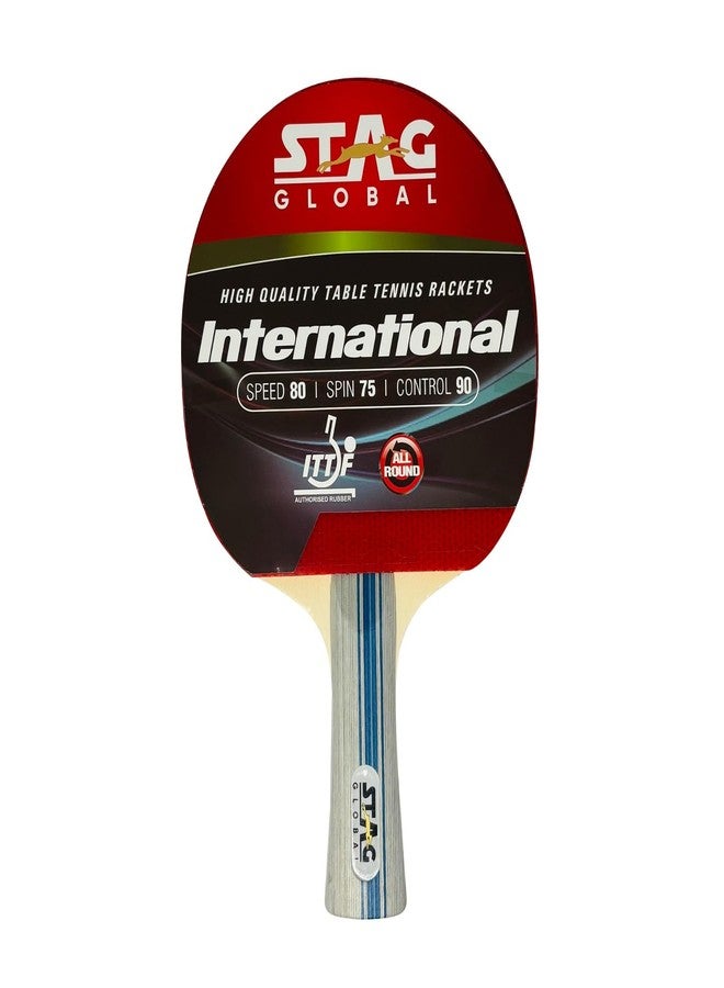 Stag International Table Tennis Racquet without case | 180 grams | Intermediate | ITTF Approved Rubber | Multi- Color - Image 1
