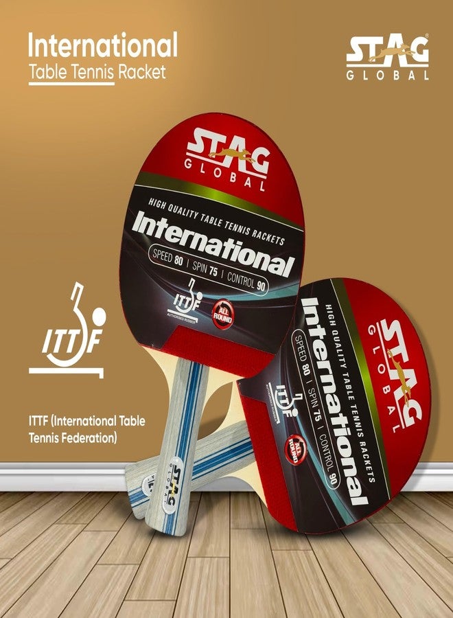 Stag International Table Tennis Racquet without case | 180 grams | Intermediate | ITTF Approved Rubber | Multi- Color - Image 3