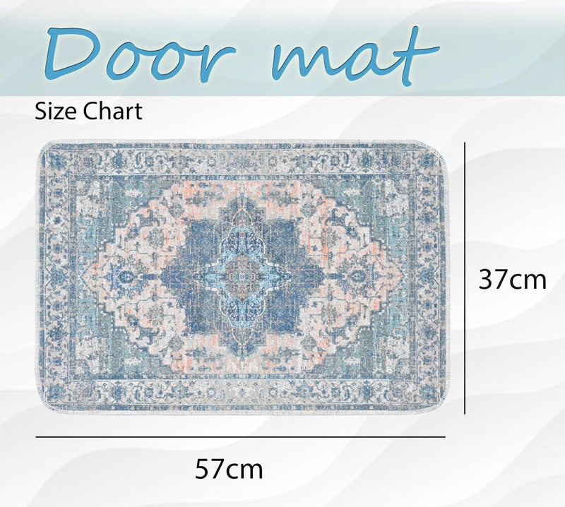 Homitecture Anti Slip Front Monsoon Doormat (37x57cm)| Living Room Rug |Polypropylene Floor Mat for Home|Essential Small Rug for Office, Bedroom & Kitchen|-Pack of 2, Rectangular (Light Blue) - Image 2