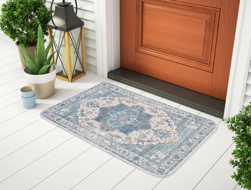 Homitecture Anti Slip Front Monsoon Doormat (37x57cm)| Living Room Rug |Polypropylene Floor Mat for Home|Essential Small Rug for Office, Bedroom & Kitchen|-Pack of 2, Rectangular (Light Blue) - Image 3