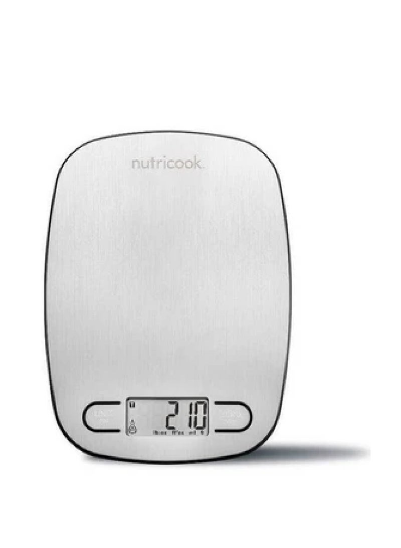 نيوتري كوك ميزان المطبخ الرقمي Nutricook Eko بسعة 5 كجم، ميزان طعام من الفولاذ المقاوم للصدأ للخبز والطهي - 4 أجهزة استشعار للوزن، الفارغة/صفر، وظيفة الإيقاف التلقائي والمعايرة التلقائية - Image 1
