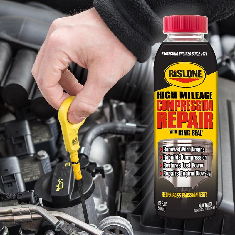 Bar's Leaks Rislone 4447 High Mileage Compression Repair with Ring Seal, 16.9 oz.