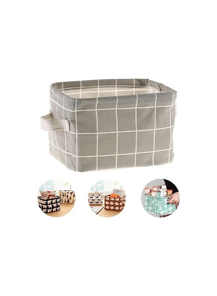 Waterproof linen desktop storage box, storage basket, organizer for cosmetics and office supplies - Image 1