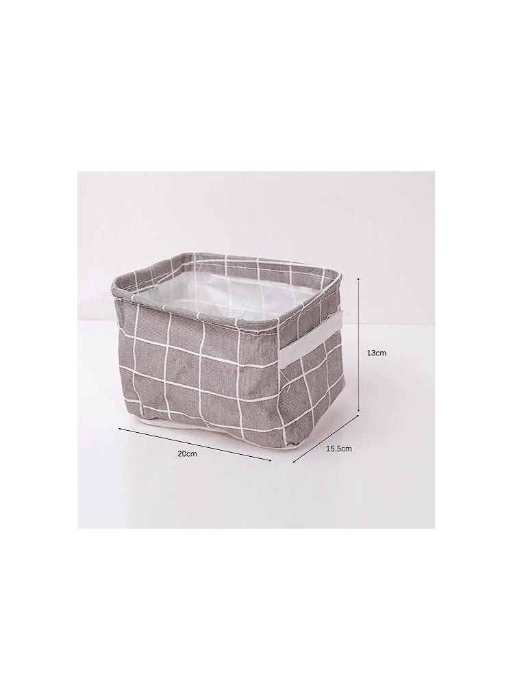 Waterproof linen desktop storage box, storage basket, organizer for cosmetics and office supplies - Image 2