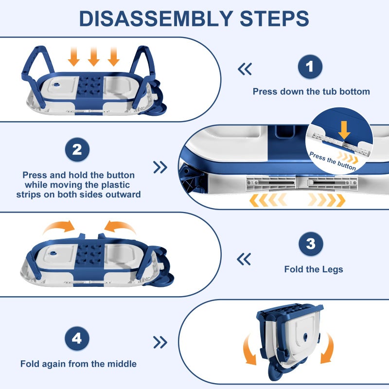 MoreFeel Collapsible Baby Bathtub for Newborn with Thermometer & 1 Soft Floating Cushion & 1 Bath Net,Portable Travel Bathtub with Drain Hole, Durable Foldable Baby Tubs for Infants to Toddler - Image 4