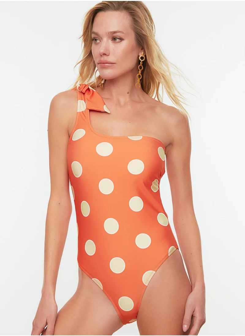 trendyol One Shoulder Printed Swimsuit