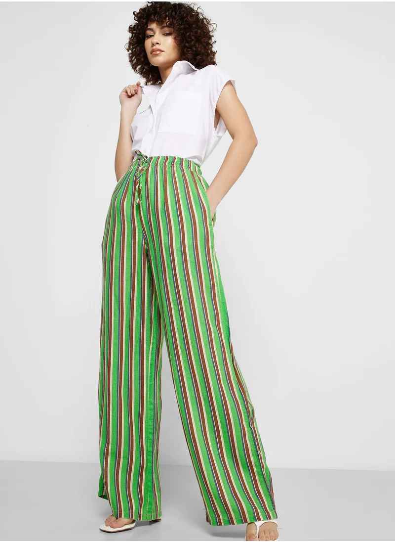 TOPSHOP Striped Wide Leg Pants